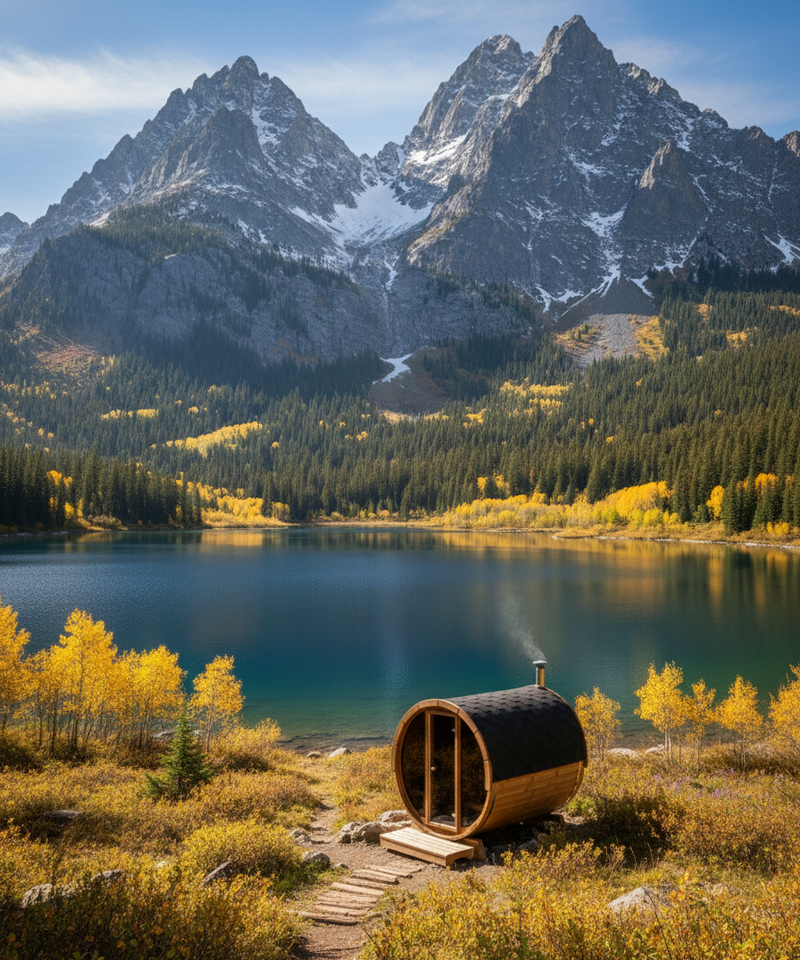 SaunaLife Model E7G Sauna Barrel Glass Front